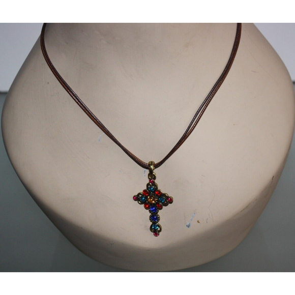 Colorful Cross Necklace Women's Fashion Jewelry  Spiritual Religious Faith - Picture 2 of 4